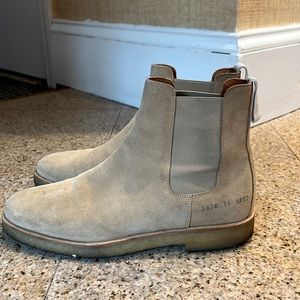 Women common projects suede beige Chelsea boots